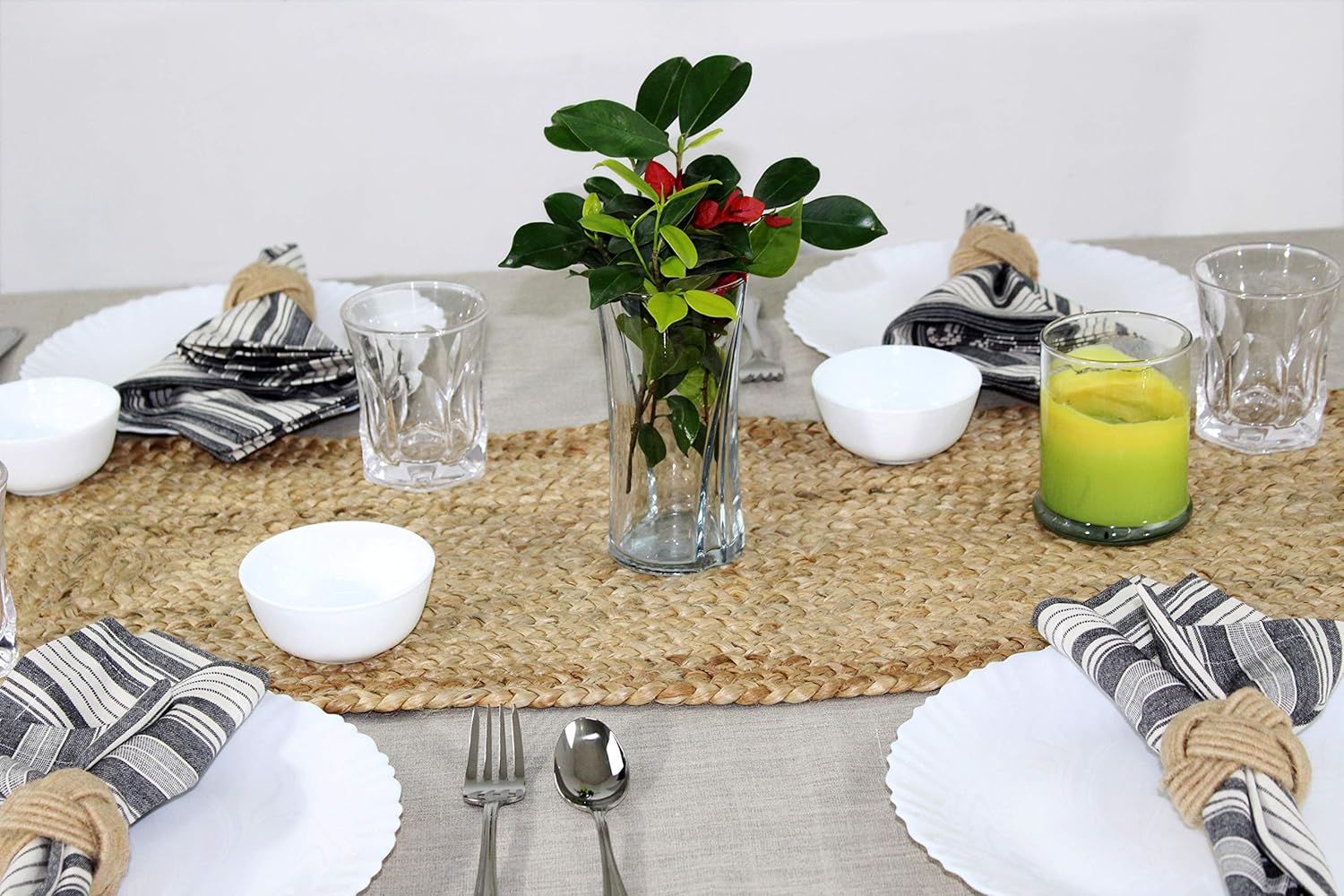 COTTON CRAFT - 100% Jute- Reversible Jute Braided Table Runner - Natural - 13 x 36 Inch - Hand Woven Rectangular Plain - Spot Clean Only.: Home & Kitchen