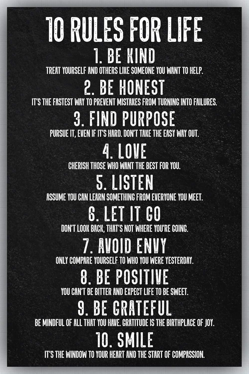 10 Rules for Life Inspirational Wall Art | 11x17 Motivational Poster for Home, Bedroom, Office, Gym, Classroom Décor, or Any Room | Set 1