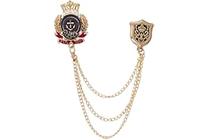 Knighthood Brooch Pin British Royal Navy Crowned Anchor with Shield and Hanging Chain Brooch Suit Stud Lapel Pin