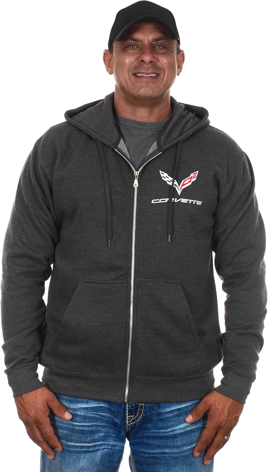 JH DESIGN GROUP Men’s Chevy Corvette Hoodies Pullover & Zip Up Sweatshirts in 6 Styles