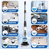FARI Electric Spin Scrubber Cordless Power Cleaner 8 Brush Heads Adj Handle view 6