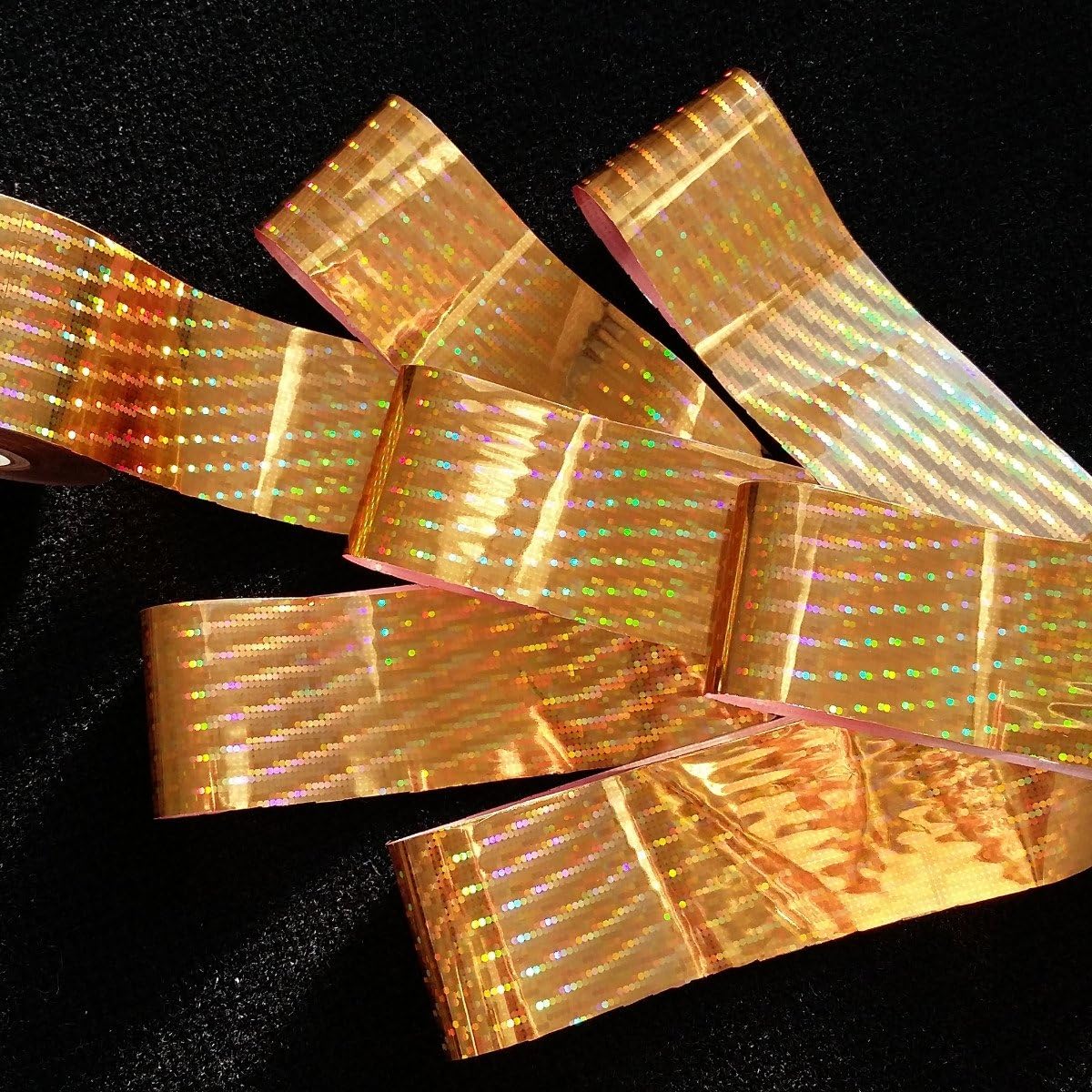 GOLD DIAGONALS Holographic Nail Art Foil Decoration Wrap Transfer