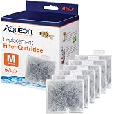 Aqueon Replacement Filter Cartridges Medium - 6 pack | Fish tank filter cartridge, dual-sided dense-floss with activated carbon, fits QuietFlow size 10 filters
