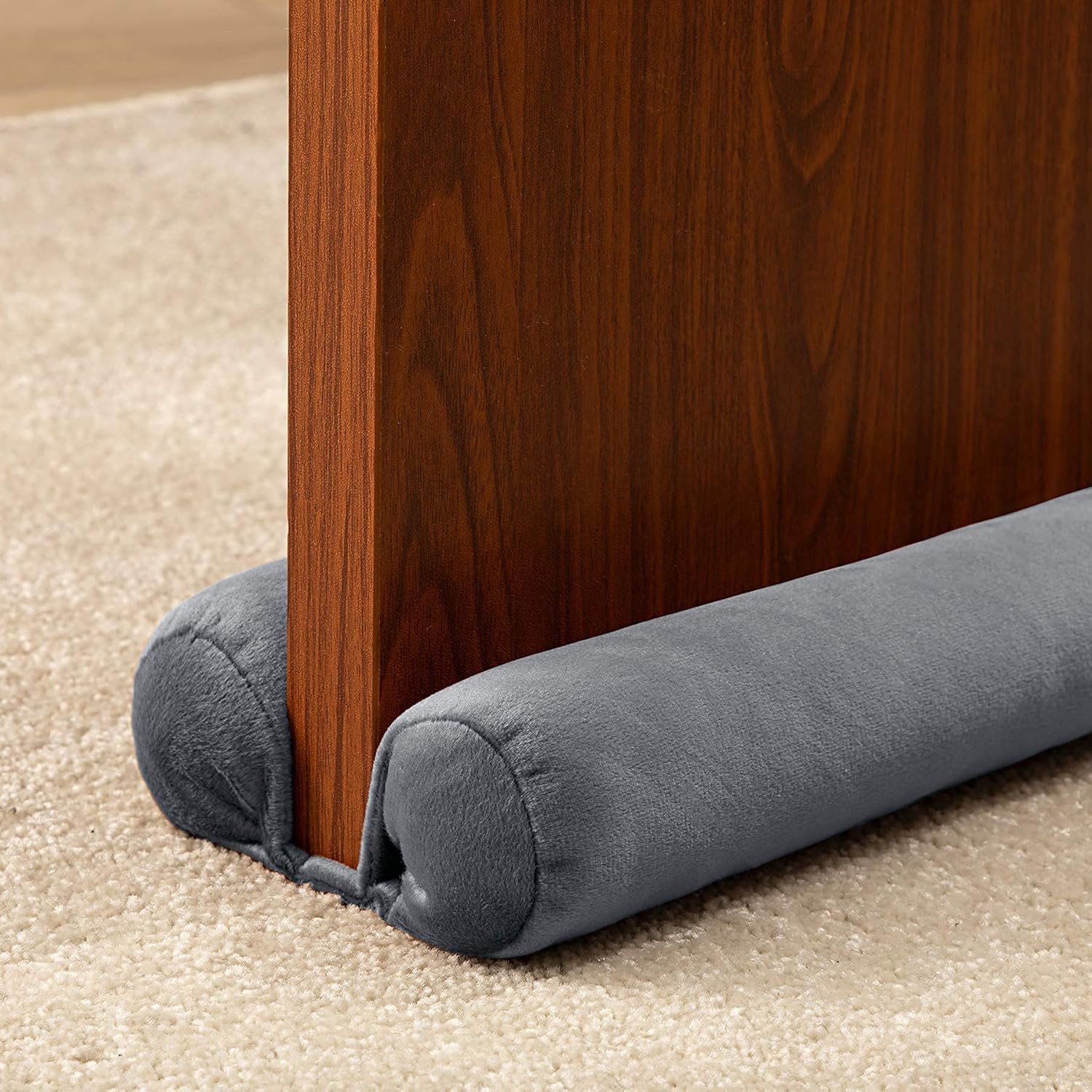 Draft Stoppers - TumiMallody Door Draft Stopper Double Sided Weather Stripping Noise Draft Blocker Door Sweeps Washable Under Door Seal Strip Adjustable Velvet Draft Guard Multi Color Available (36 inch, Deep Grey)