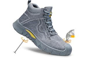 GUSAYEX Steel Toe Shoes for Men Indestructible Safety Shoes Lightweight Work Shoes for Men Non Slip Steel Toe Sneakers Comfortable Industry Construction Steel Toe Work Shoes Fashionable Safety Boots