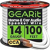 GEARit 14 Gauge Speaker Wire, Speaker Cable 100ft for Car Audio, Home Theater, CCA(White)