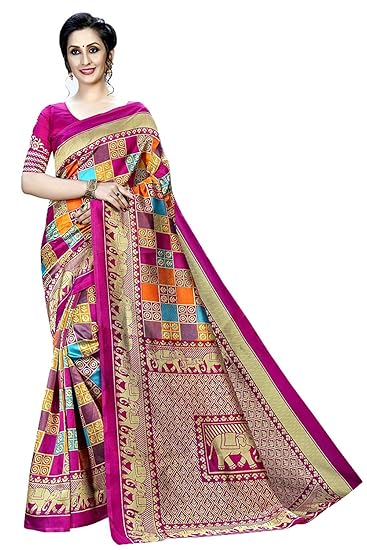 Hasti Womens Art Silk Saree With Free Blouse Piece(Pink)