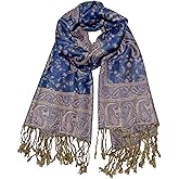Wendyfull Pashmina Scarf for Women Shawls and Wraps Reversible Paisley Vintage Jacquard Soft Silky Rave Scarves Men
