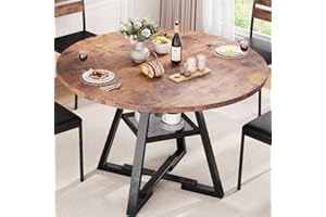 Jocoevol Round Dining Table for 4,Kitchen Dining Room Circle Dinner Pedestal Table,Space Saving Wood Kitchen & Dining Room Furniture (Vintage, 42In)