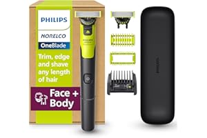 Philips Norelco OneBlade 360 with Connectivity Hybrid Face + Body, Electric Beard Trimmer, Shaver and Body Groomer with 360 Blade Tech, 2x360 Blade, 5-in-1 Comb, Body Kit, Travel Case, Model QP4631/90
