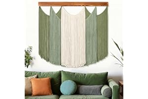 Dremisland Macrame Wall Hanging Boho Wall Art Green Fiber Dip-Dyed Handmade Woven Tapestry Boho Wall Decor Large Yarn Tapestr