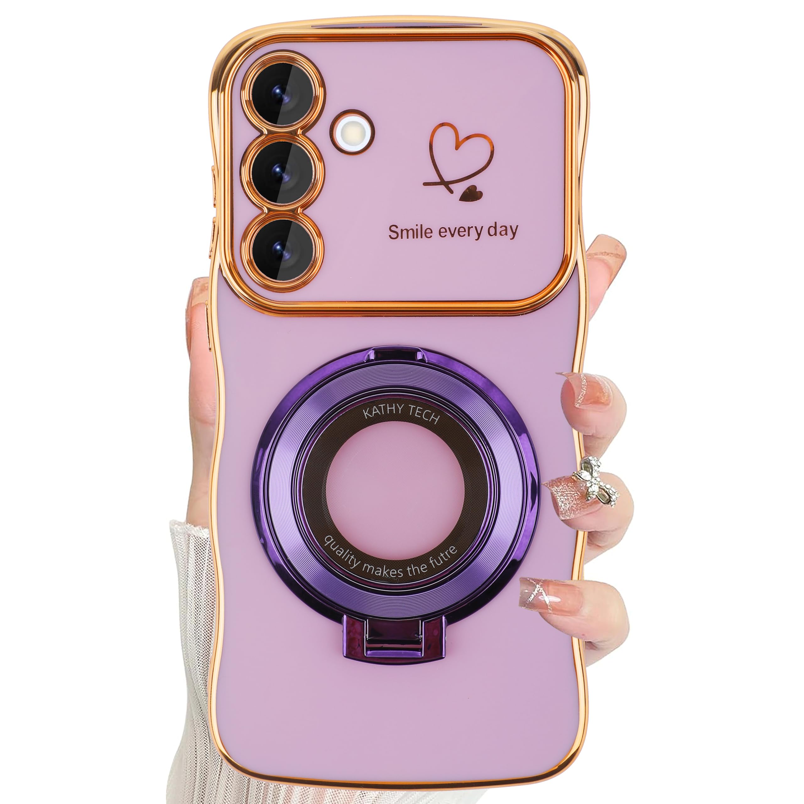 DAKORIE for Samsung Galaxy S25 FE Case with Kickstand Love S25 FE Protective Cover for Galaxy S25 FE 5G 2025 Women - Purple