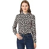 Allegra K Women's Long Sleeve Button Down Ditsy Floral Shirt