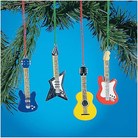 Amazon Com Set Of 4 Guitar Ornaments Bass Electric Accoustic