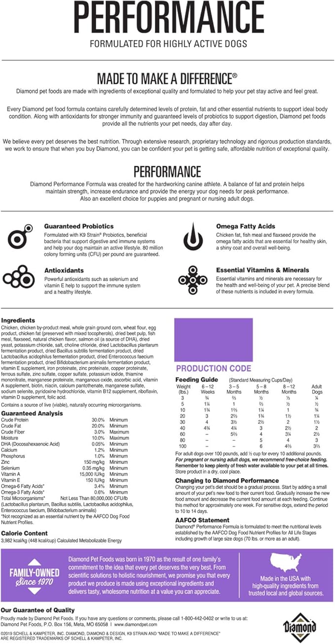 diamond performance dog food