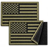 U-LIAN American Flag Patch - 2 PCS Army Green Tactical Morale Patch, Embroidered Emblem with Hook &amp; Loop Backing for Backpack, Vest, Military