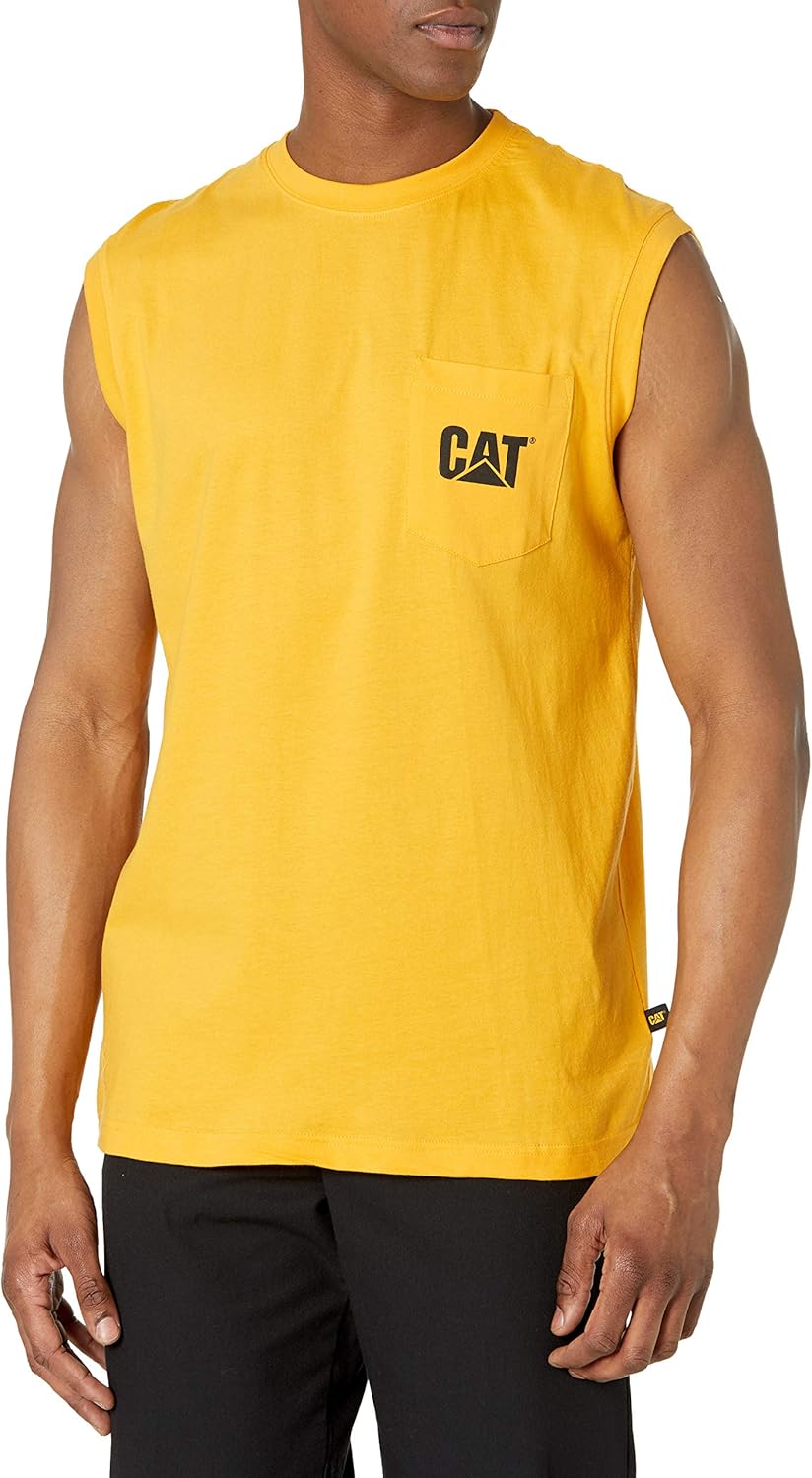 Caterpillar Men's Trademark Sleeveless Pocket T-Shirt: Tank Top And Cami Shirts: Clothing