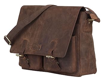 Leaderachi Hunter Leather Crossbody Messenger Bag