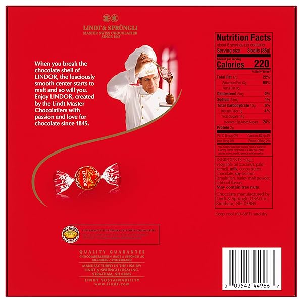 HOLIDAY LINDOR MILK MODERN GIFT BOX, ASSORTED CHOCOLATE CANDY WITH SMOOTH, MELTING TRUFFLE CENTER, 7.6 OZ.