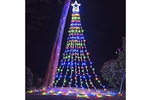 PUHONG Christmas Decoration Outdoor Star String Lights, 16.4Ft Christmas Tree Toppers Lights 320 LED 8 Modes with 12" Lighted Star for Halloween Christmas New Year Holiday Birthday (Multicolored)