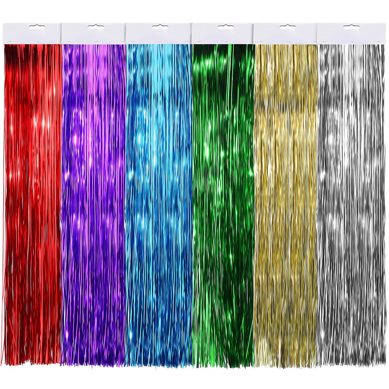 2500 Strands Christmas Tinsel Garland Decorations Tinsel Foil Fringe Icicles for Christmas Holiday Decor Birthday Home Graduation Supplies (Gold, Silver, Green, Lake Blue, Purple, Red)
