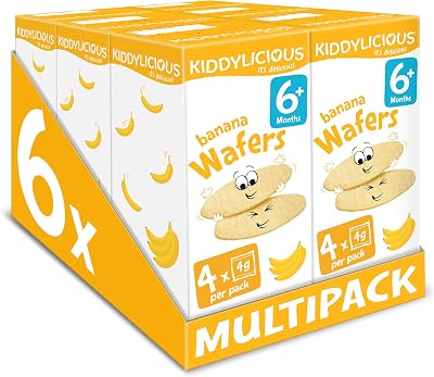 Kiddylicious Banana Mini Wafers Gluten Free Dairy Free 6+ Months 6 x 4 Twin