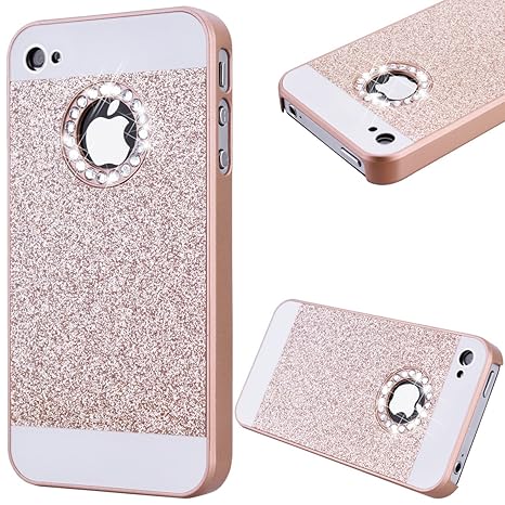 GrandEver Hart Handyhülle für iPhone 4S, iPhone 4 Tasche Ultra Dünnen Diamant Glitzer Hülle Leuchtenden Glänzend Bling Hardca