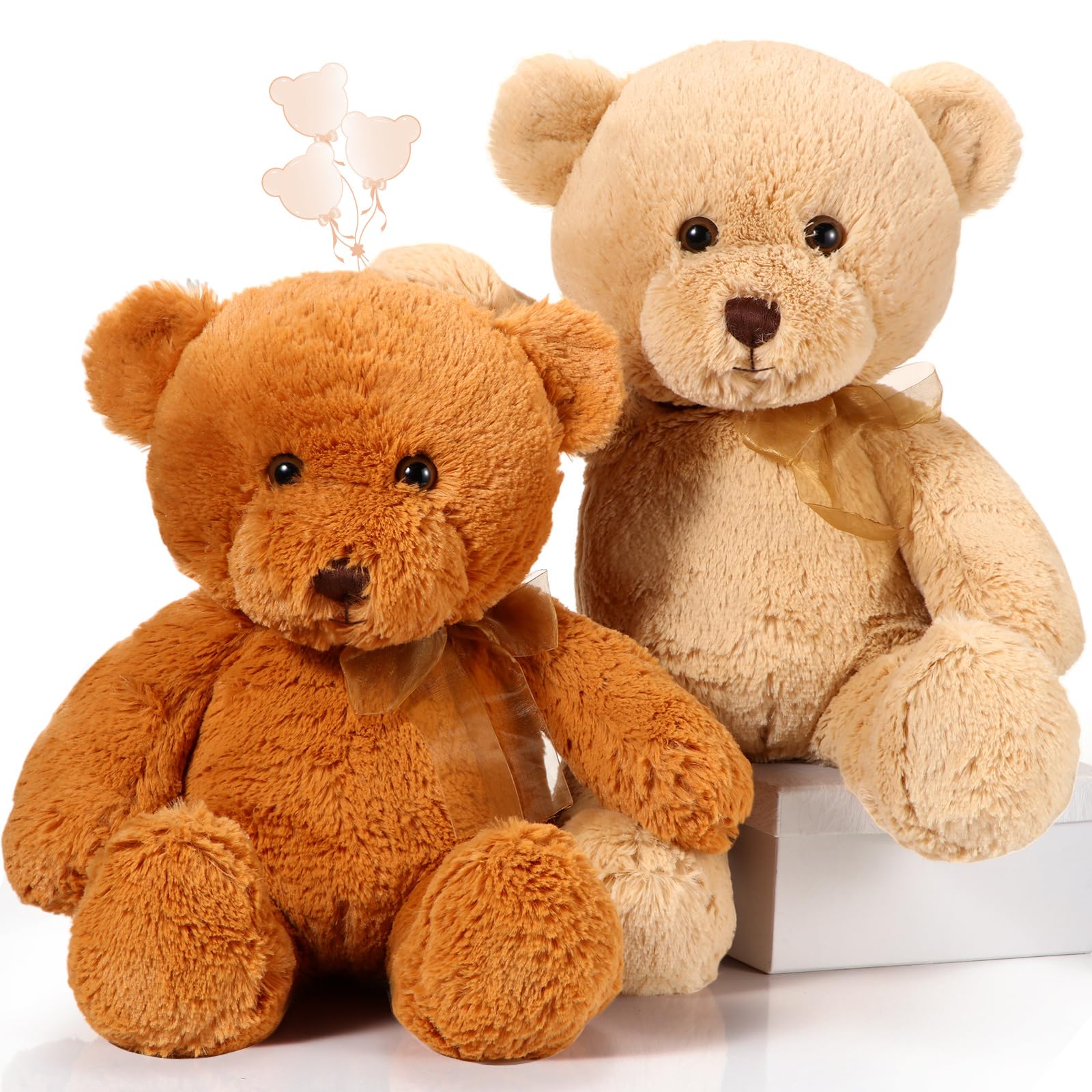 Photo 1 of Wettarn 2 Pack Plush Bear Stuffed Animal 18 Inch Cuddly Stuffed Bears Plush with Bow for Kids Birthday Children's Day Baby Shower Party Favor Decors(Light Brown, Dark Brown)