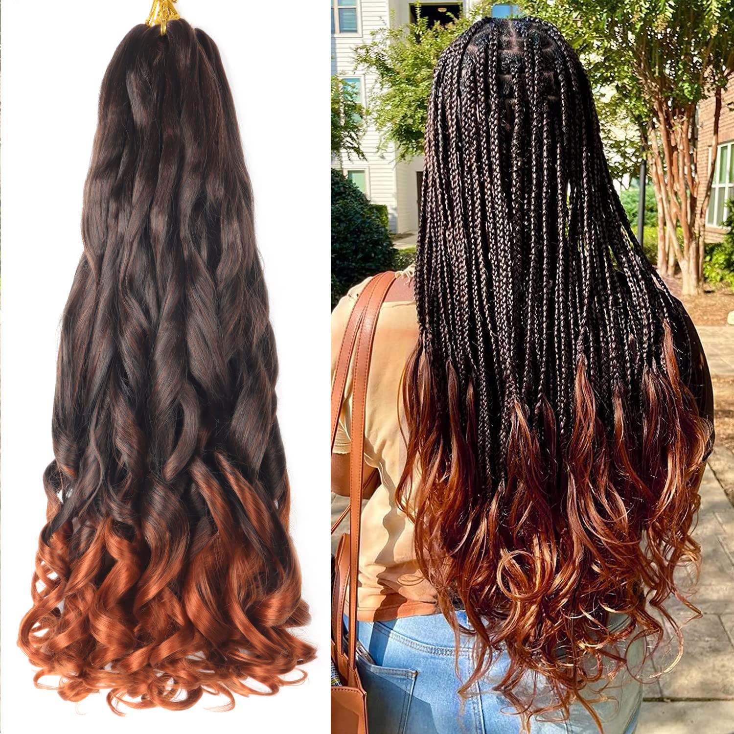22 inch French Curly Braiding Hair 8 Pack Loose Wavy Spiral Curl Braids Crochet Hair Deep Wave Synthetic Extensions Pre Stretched Bouncy Braiding Hair (deep 22 inch, T350#)