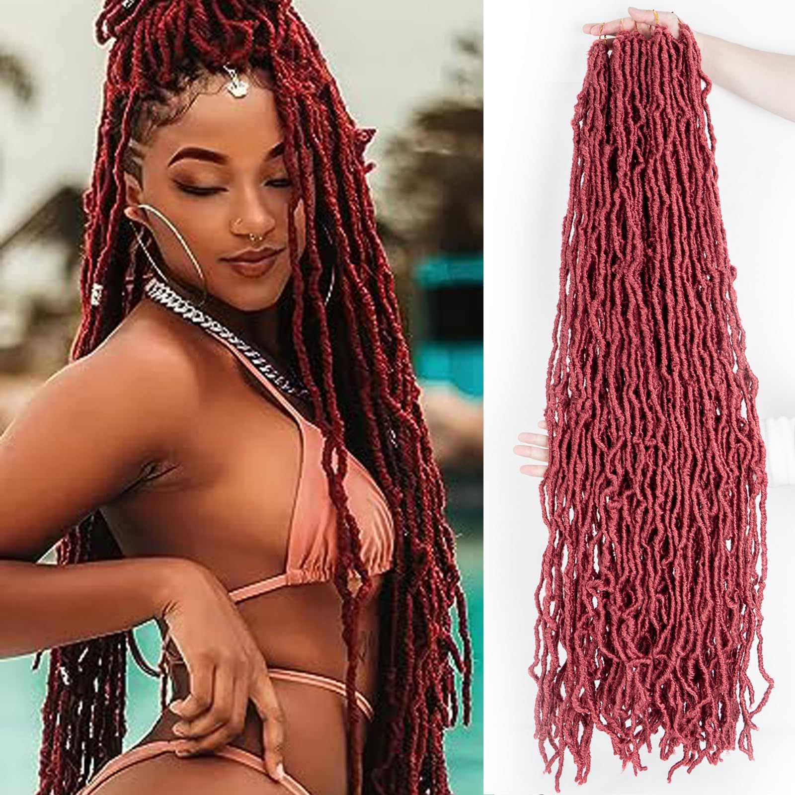 Soft Locs Synthetic Crochet Hair 30 Inch Goddess Faux Braiding Extensions 6 Packs/90g for Women (30 Inch Pack of 6, BUG)