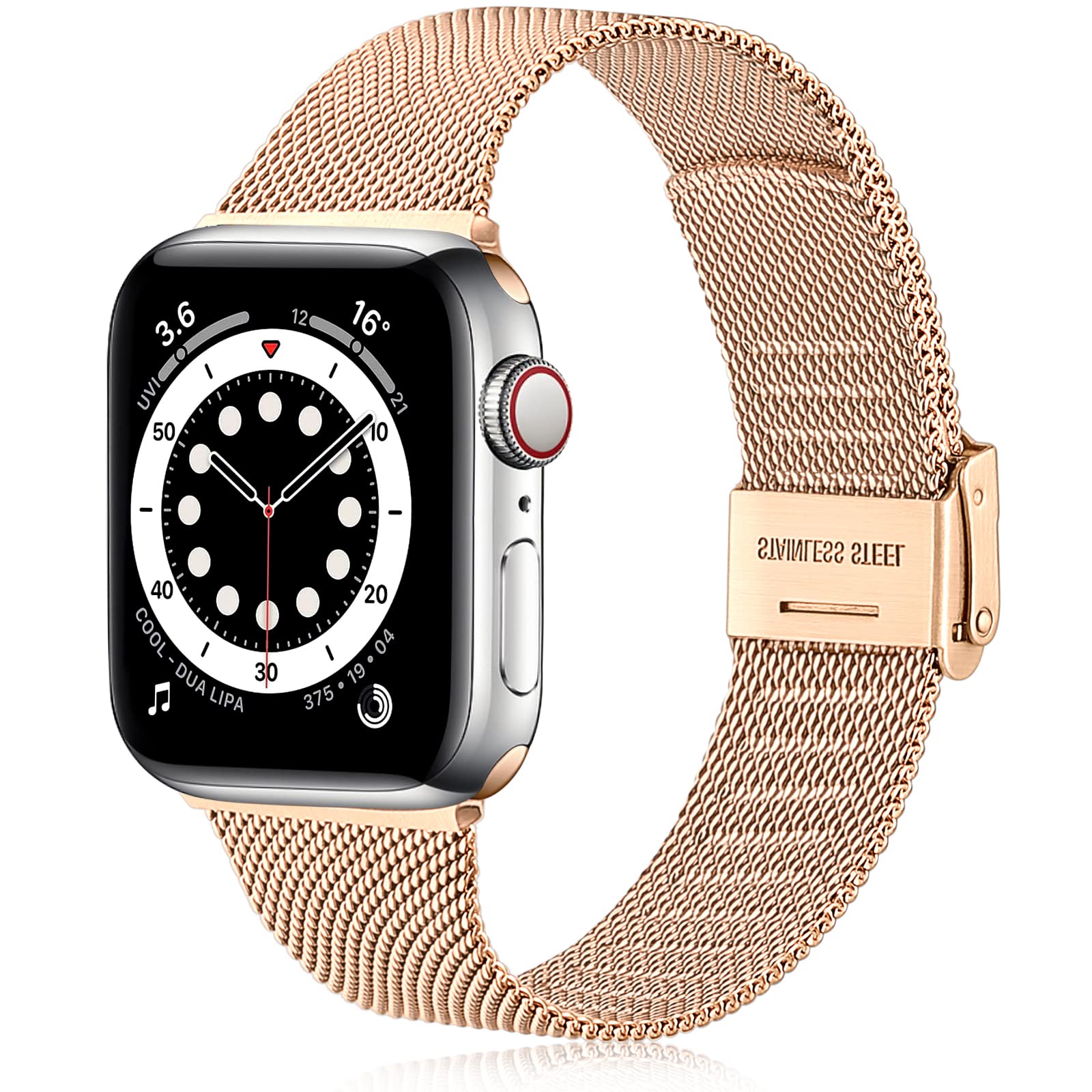Ouwegaga Compatible With Apple Watch Strap 38mm 40mm 41mm 42mm 44mm 45mm, Stainless Steel Metal Straps Compatible with iWatch Strap SE/Ultra 2/Series 10 9 8 7 6 5 4 3 2 1, 38mm/40mm/41mm Royal Gold