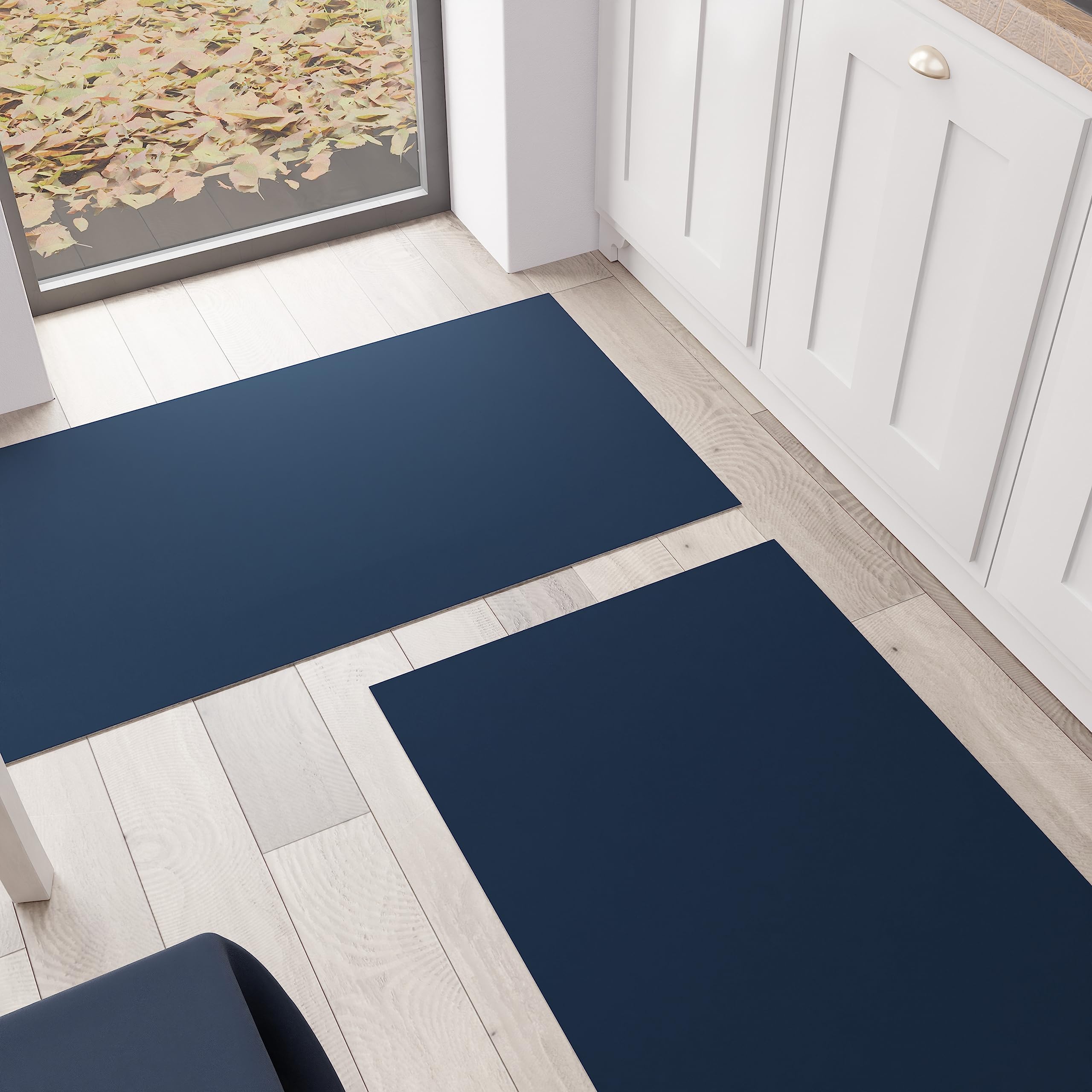 PETTI Artigiani Italiani - Kitchen Rug, Kitchen Runner, Washable Non-Slip Kitchen Rug, Non-Slip Rug, Kitchen Runner, Plain Rug, 52 x 480 cm, Blue, 100% Made in Italy