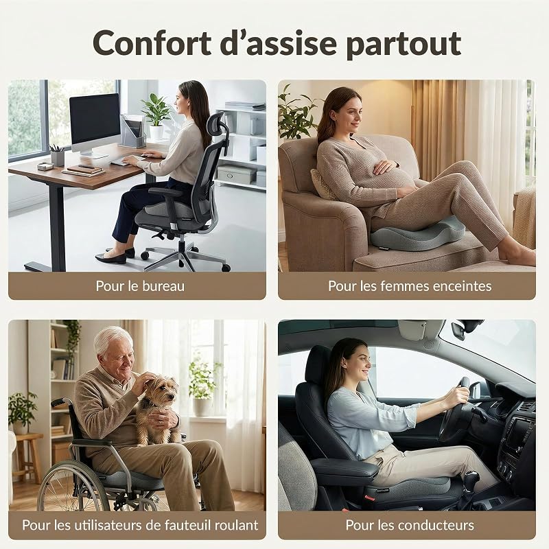 Coussin d'assise orthopédique - Coussin d'assise Ergonomique pour Chaise de Bureau