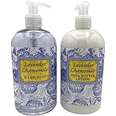 Greenwich Bay Lavender Chamomile Liquid Hand Soap & Lotion Combo with Shea Butter - Botanical Collection - Beautiful Packaging - 16 Ounce Each Bottle (Lavender Chamomile)