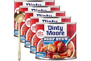 Dinty Moore Beef Stew, Hearty Canned Beef Stew with Potatoes & Carrots, 20 oz - with Moofin Golden SS Spoon, Classic Comfort Food Stew Beef, Nutritious & Portable [ Pack of 5 ]