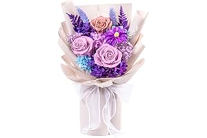 POMINEL Preserved Roses Flowers Bouquet Gift Box Forever Bouquet for Valentine's Day Anniversary Birthday Mother's Day-Purple