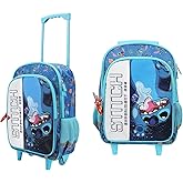 Disney's Stitch 16" Rolling Travel Backpack With Wheels And A Keychain