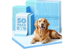 POWOOLS 50-Pack X-Larg Puppy Pads - 34" x 28" Extra Large Pee Pads for Dogs with 6-Layer Leakproof Protection, Quick-Dry and Disposable Dog Pads with High Absorbency for Easy Potty Training