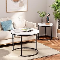 aboxoo Round Nesting Coffee Table Side Table Set of