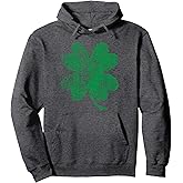 Vintage Faded Retro Four Leaf Clover St Patricks Day Pullover Hoodie