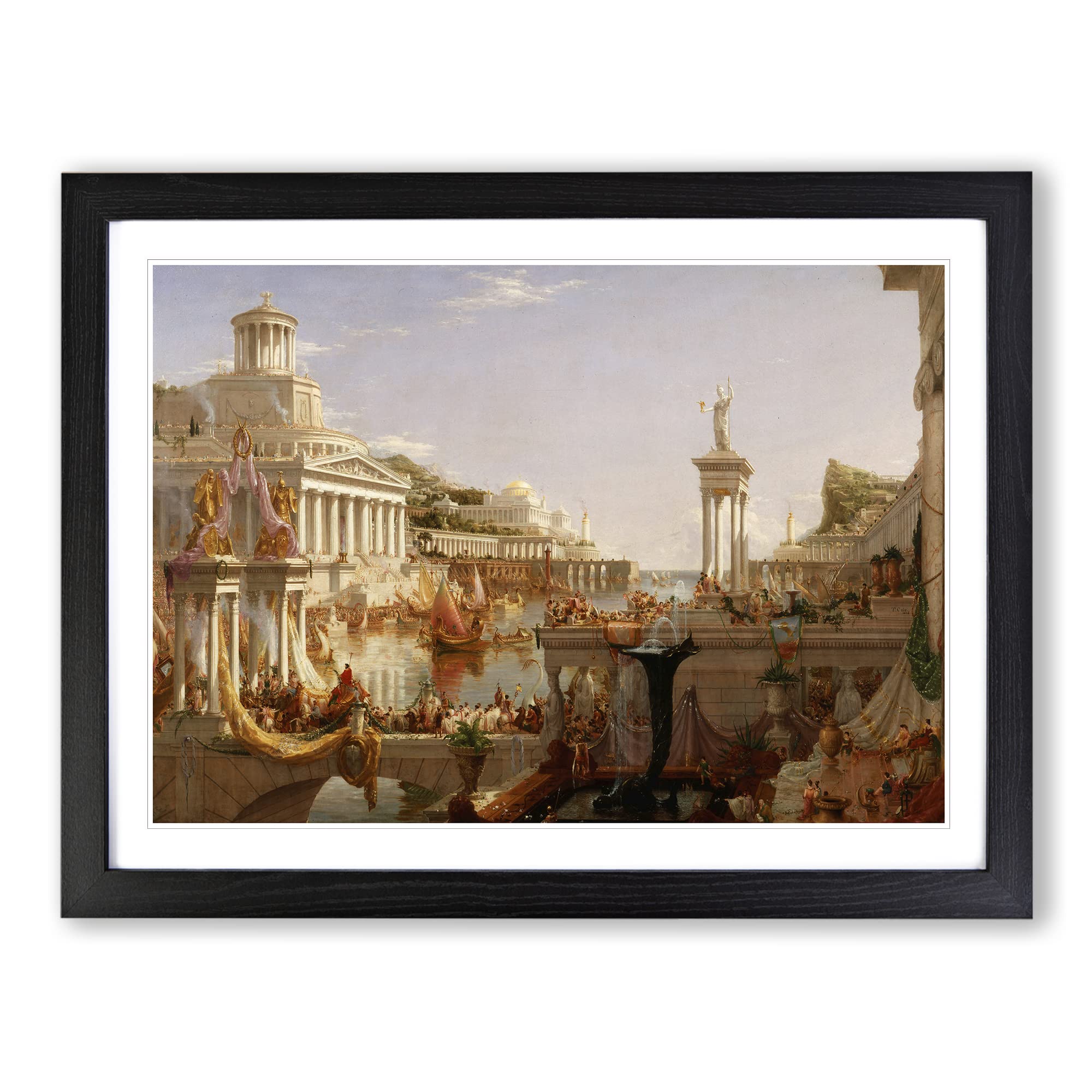 Course Of The Empire Consummation By Thomas Cole Classic Painting Framed Print | A4 Black Framed Wall Art | Ready to Hang | Classic Historical Picture | Living Room Bedroom Lounge Office