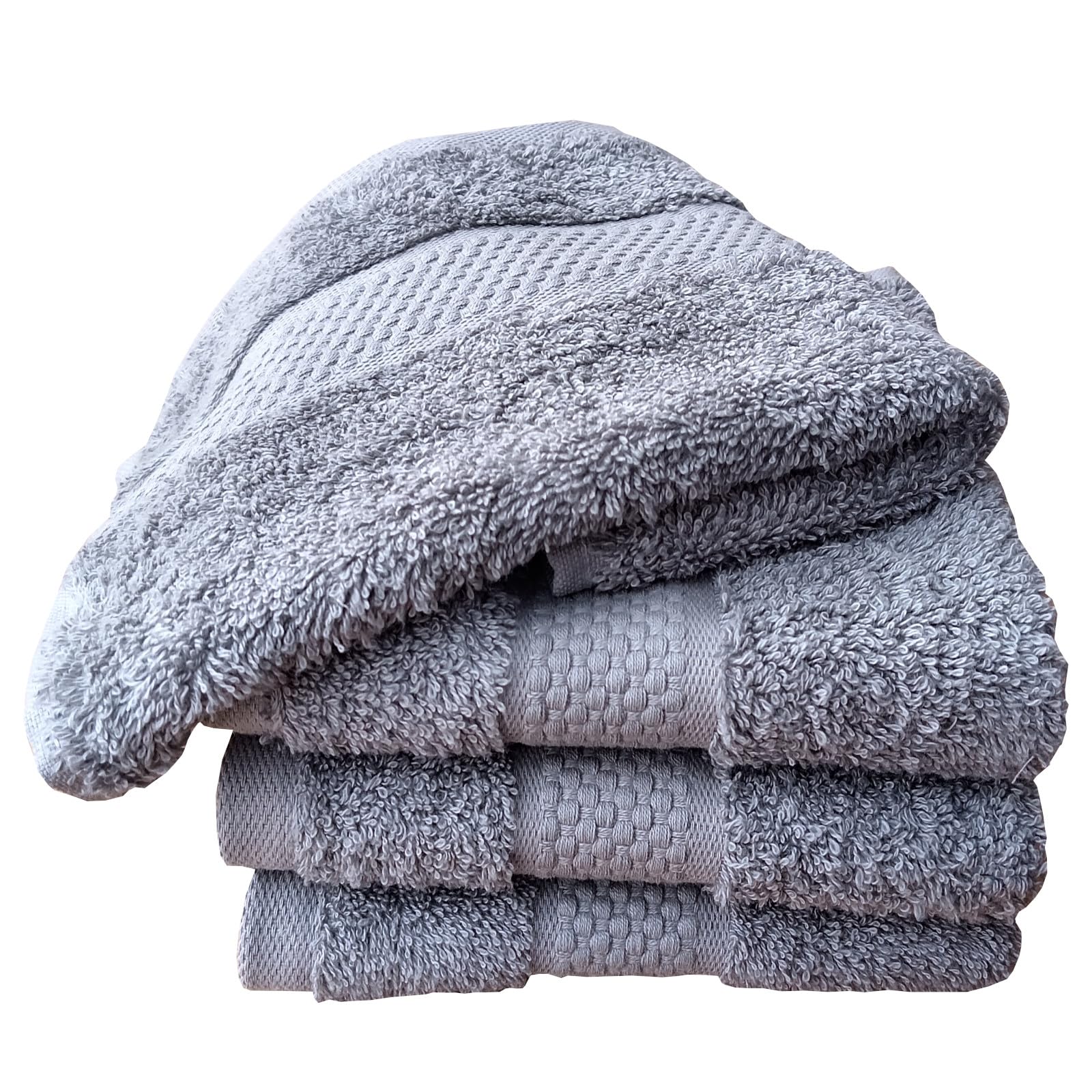 Sue Rossi Face Cloths Pack of 4, Turkish Combed Cotton, 30cm x 30cm, Soft, Absorbent & Quick Dry Wash Cloth Flannels Set Of Bathroom Towels (Silver, 4)