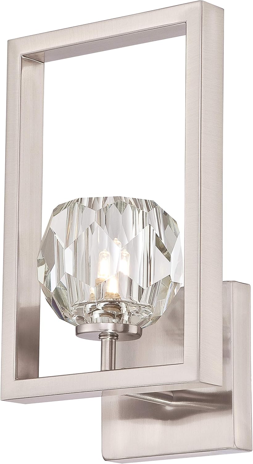 Westinghouse Lighting 63675 Zoa One-Light Indoor Wall Fixture, Brushed Nickel Finish with Crystal Glass