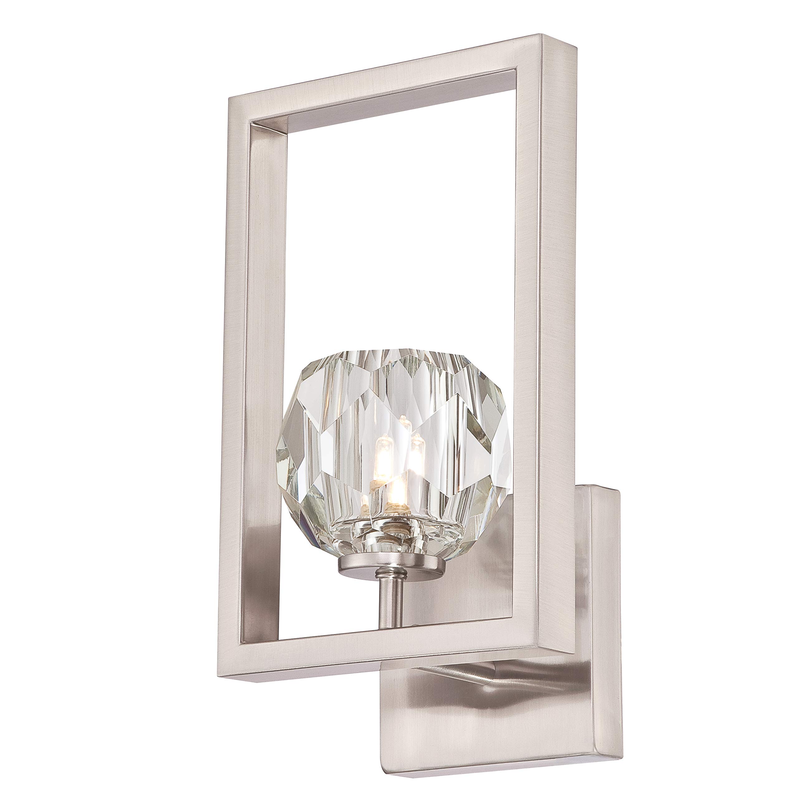 Westinghouse Lighting 63675 Zoa One-Light Indoor Wall Fixture, Brushed Nickel Finish with Crystal Glass