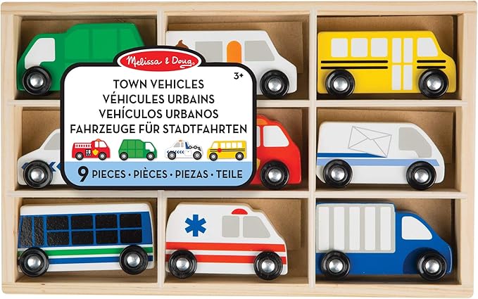 melissa and doug wooden town and vehicles play set