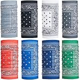 8 Pack Bandana Headbands for Women Men Sweat Wicking Neck Gaiter Balaclava Head Scarf Sweat-wicking & Breathable
