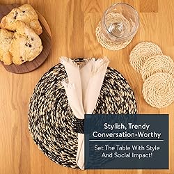 KAZI Essentials Boho Round Woven Placemats – Set