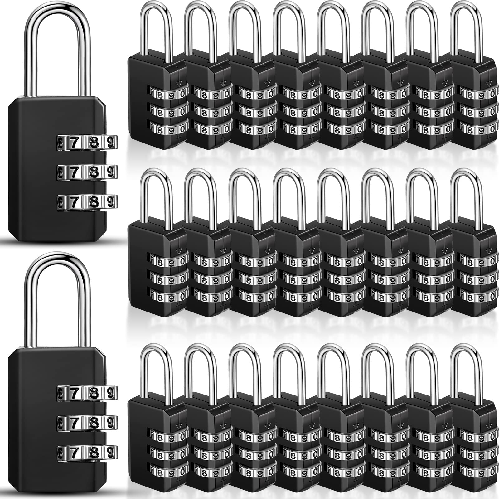 Photo 1 of 32 Pack Small Combo Locks 3 Digit Combination Lock Luggage Number Locks Backpack Lock Waterproof Padlock for Suitcases Traveling Toolbox School Gym Employee Locker