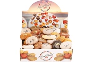 ROCKIMPACT 50PCS Joy Joy Stone Engraved Rocks Inspirational Stones Prayer Stones Gift Zen Chakra Gratitude Rock Palm Pocket Worry Stone Spirit Encouragement Rocks Wholesale Bulk Joy Rock, 2"-3" Each