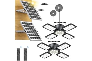 LATBAND Solar Shed Light Outdoor Indoor Upgrade 1200LM 174LED 4 and 1 Heads Motion Sensor Pendant Light Daytime Work Light with 5 Lighting Modes Remote Control IP65 Waterproof for Barn Gazebo Shop 2 Pack